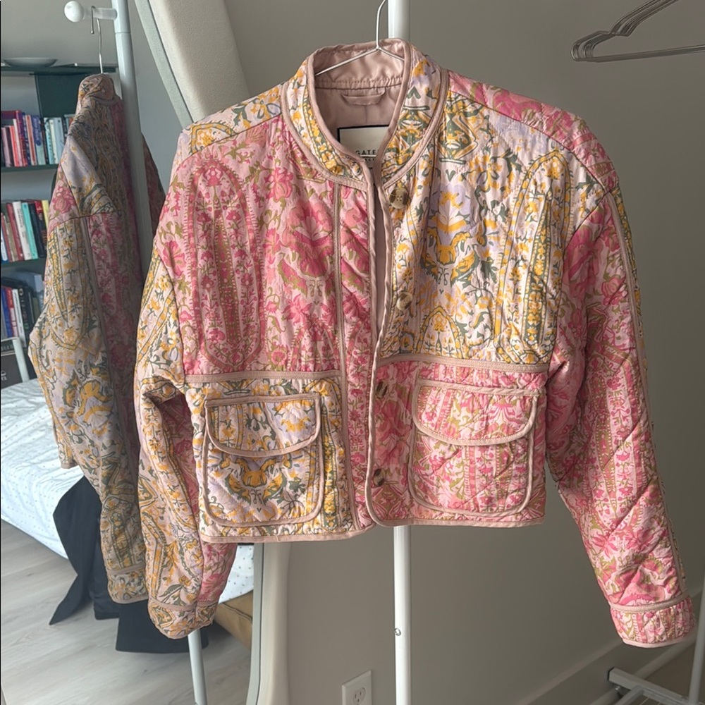 Floral Pink & Yellow Quilted Jacket